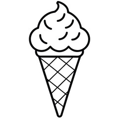 Delicious ice cream cone vector illustration with colorful toppings and swirls