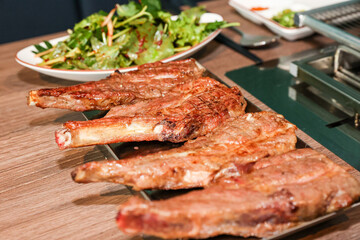 Chinese food. Grilled lamb ribs
