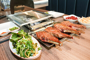 Chinese food. Grilled lamb ribs