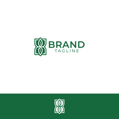 Minimalist Green Leaf Letter SH Logo with two backgrounds.