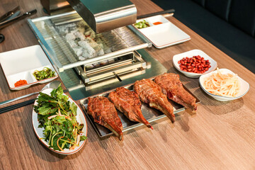 Chinese food. Grilled lamb ribs