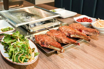 Chinese food. Grilled lamb ribs