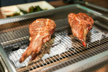 Chinese food. Grilled lamb ribs