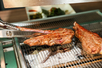Chinese food. Grilled lamb ribs
