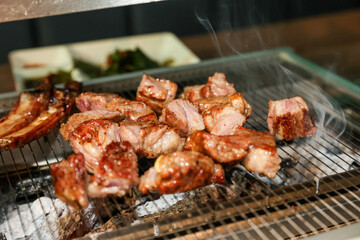 Chinese food. Grilled lamb ribs