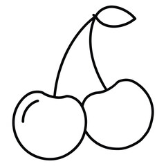 Minimalist vector illustration of two cherries in a simple elegant style