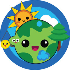 Vibrant nature and animal illustration showcasing environmental protection themes with diverse natural elements