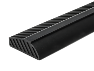 Rubber Strip with Diagonal Grooves and Rounded Edge texture profile isolated on a transparent background