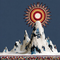 Radiance - An orange snow light on a turquoise peak