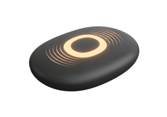 Sleek black pebbleshaped aroma diffuser isolated on transparent background, designed for aromatherapy and creating a relaxing atmosphere indoors