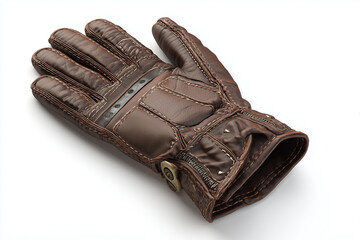 A single leather glove, 3D render, isolated on a white background.