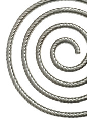 Silver Twisted Rope Spiral on White Background metal isolated on a transparent background