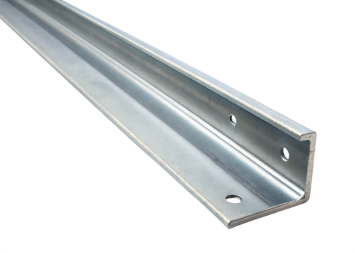 Steel Angle Profile with Drilled Holes on Background metal construction isolated on a transparent background