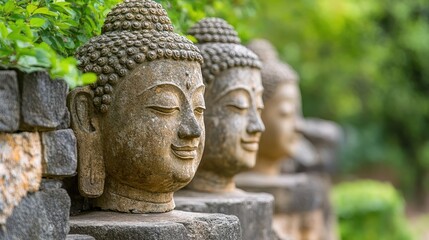 Obraz premium The ancient ruins of Ayutthaya, Buddhist temples and giant stone Buddha heads
