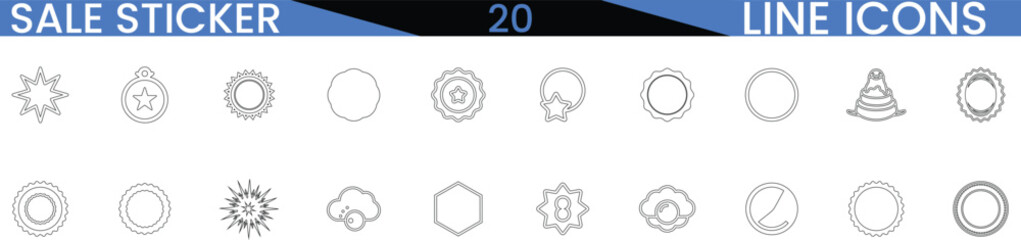 Collection of sale sticker line icons for retail promotions and e-commerce shopping vector
