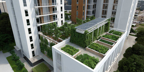 Rooftop Garden with Solar Panels