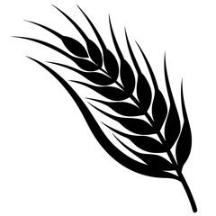 Black wheat ear silhouette on white background grain