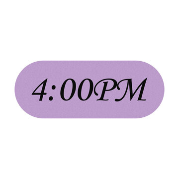 Digital clock display showing 400pm on pastel purple background isolated on transparent background