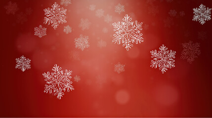 White Snowflake Border on Red Background with Empty Center Space for Text Overlay, Festive Christmas Winter Holiday Backdrop, Seasonal Greeting Card or Invitation Template