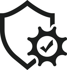 Shield and gear icon representing security and efficiency