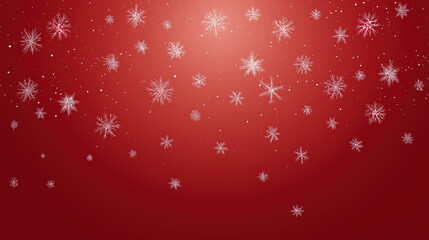 White Snowflake Border on Red Background with Empty Center Space for Text Overlay, Festive Christmas Winter Holiday Backdrop, Seasonal Greeting Card or Invitation Template