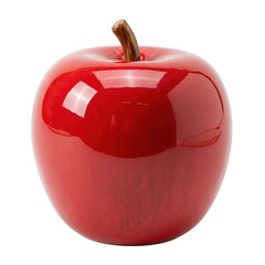 Glossy bright red apple with a brown stem, fresh and vibrant fruit