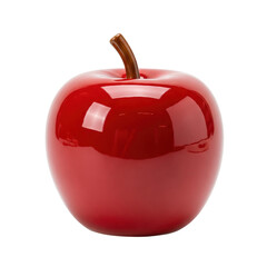 Glossy red apple with brown stem