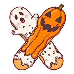 Halloween Vampire Donut, Spooky Treat Illustration