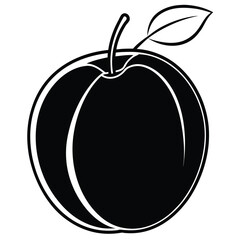 Flat style illustration of ripe plum fruit with leaves perfect for healthy food and beverage design