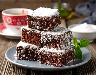 Stack of chocolate coconut squares