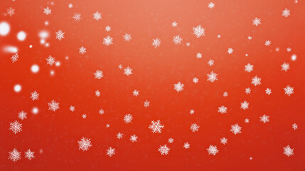 White Snowflake Border on Red Background with Empty Center Space for Text Overlay, Festive Christmas Winter Holiday Backdrop, Seasonal Greeting Card or Invitation Template