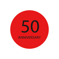 Red circle with 50th anniversary text and number isolated on transparent background