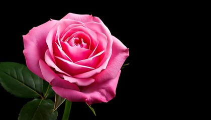 Close-up pink rose on black