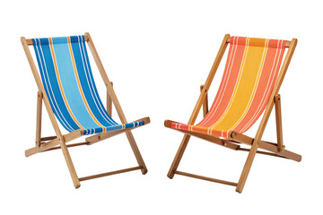Colorful deck chairs for summer relaxation and outdoor lounging on the beach or in the backyard