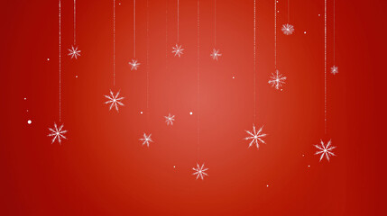 White Snowflake Border on Red Background with Empty Center Space for Text Overlay, Festive Christmas Winter Holiday Backdrop, Seasonal Greeting Card or Invitation Template