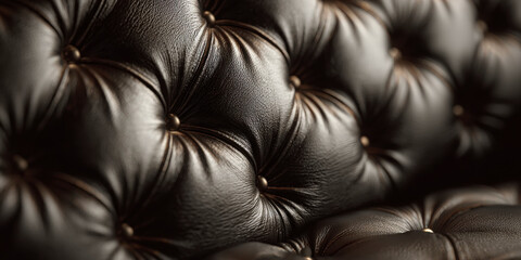 Fototapeta premium Detailed Close Up of Tufted Dark Brown Leather Upholstery