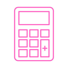 Glow calculator icon glowing pink outline digital display numeric buttons mathematical operations symbol business finance accounting tool © Sufia