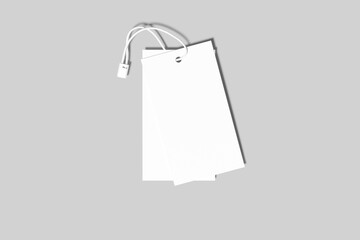 Blank hanging tag mockup with string on isolated background