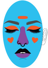Abstract colorful face mask vector illustration with modern art design