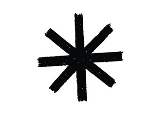Hand drawn asterisk star brush stroke vector symbol