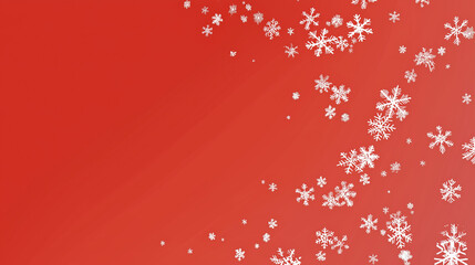 White Snowflake Border on Red Background with Empty Center Space for Text Overlay, Festive Christmas Winter Holiday Backdrop, Seasonal Greeting Card or Invitation Template