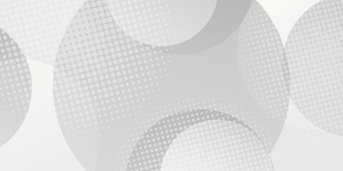 Abstract background with circles and halftone dots pattern. Grey and white gradient