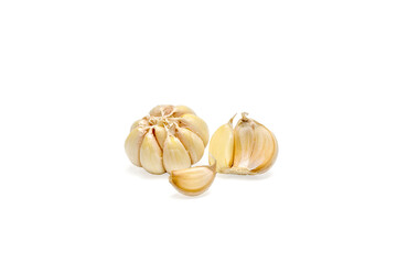 Organic Garlic Bulb With Clove Isolated White Background