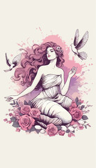 Aphrodite, the Greek goddess of love. Beautiful, elegant, and mythological art.