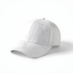 Fototapeta premium white baseball cap mockup. A realistic white baseball cap mockup displayed on a clean white background, ideal for showcasing designs, logos, and promotional materials.