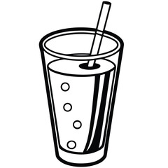 Refreshing glass of juice with vibrant fruit slices and ice cubes perfect for summer beverages and healthy lifestyle designs