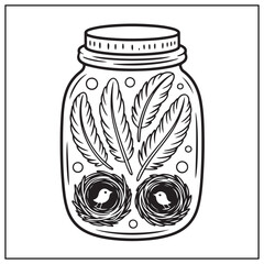 Cute Spring Jars Coloring Pages