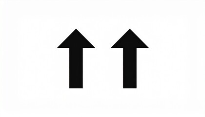Two Bold Black Up Arrows on White Background Symbolizing Direction, Progress, and Vertical Ascent