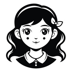 Striking black and white portrait illustration of a woman s face with expressive features