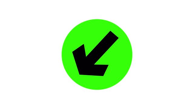 A black image of a downward arrow pointing to the left side and inside of green round shape